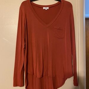 Long Sleeve V-Neck Piko Top